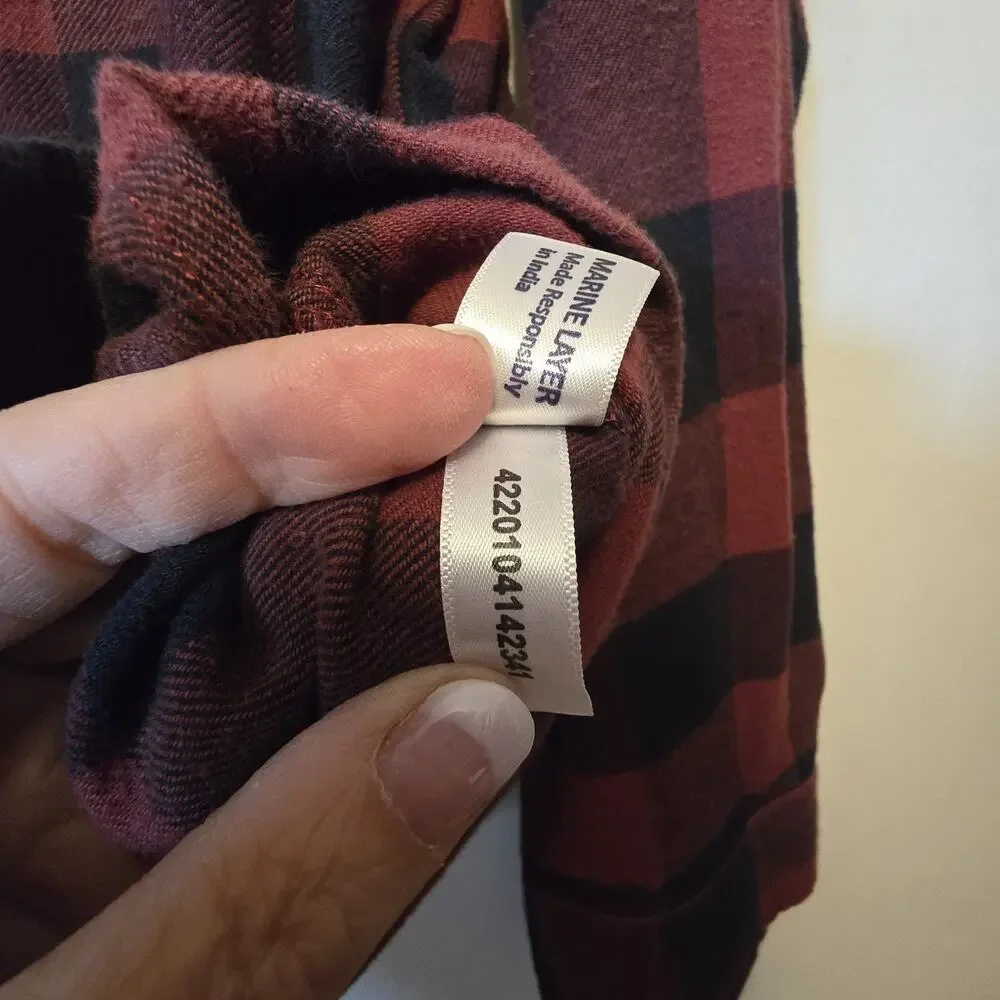 Marine Layer Plaid Flannel Shirt Mens XL Red Black Buffalo Outdoor Cabin Western